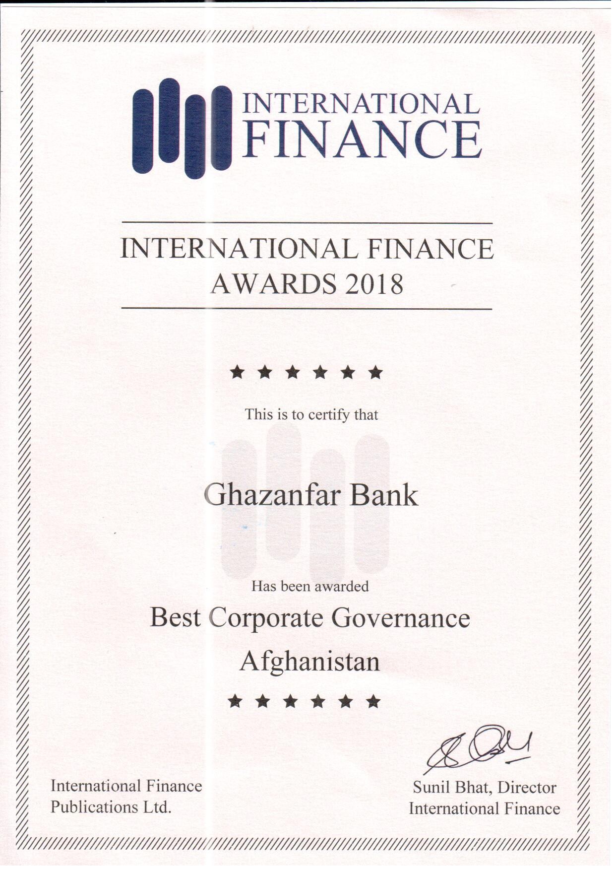 Ghazanafar Bank Awarded for Best Corporate Governance 2018
